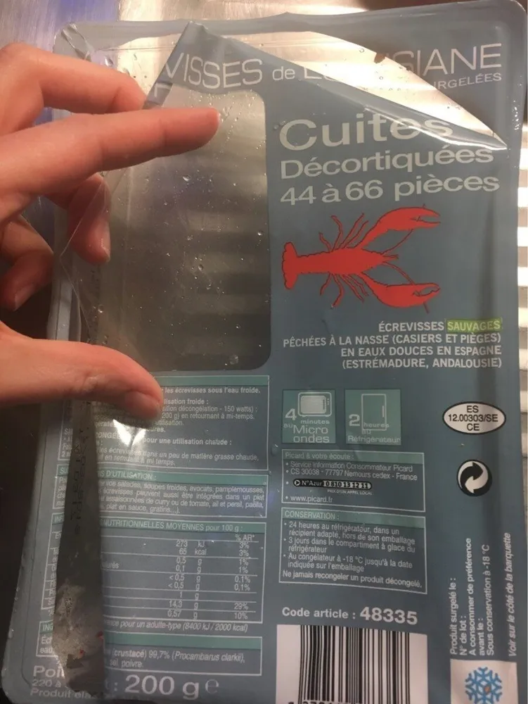 Écrevisses cuites décortiquées