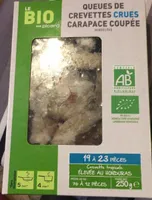 Queue de crevettes bio crues carapace coupée