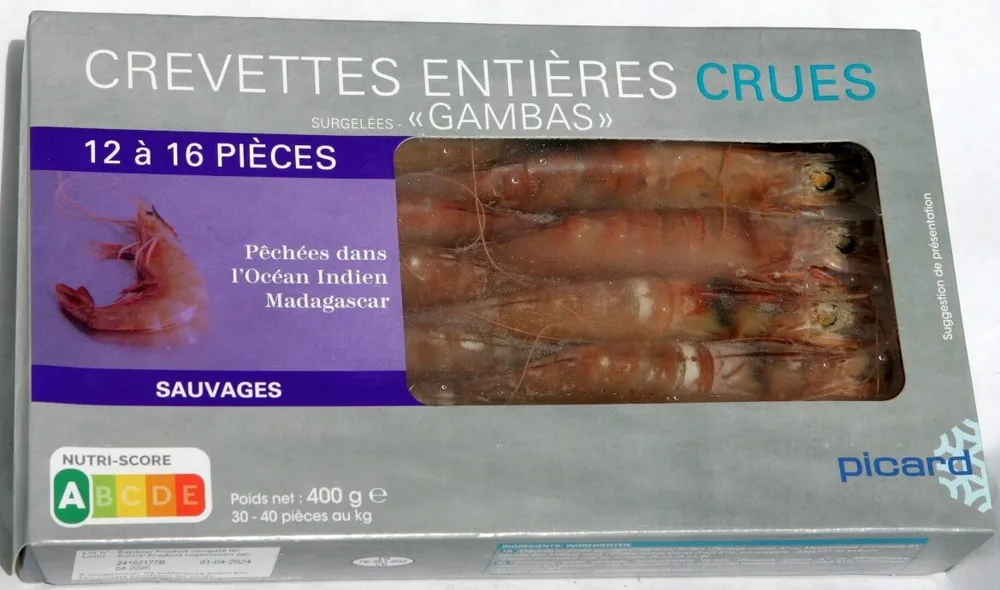 Crevettes entières crues "Gambas"