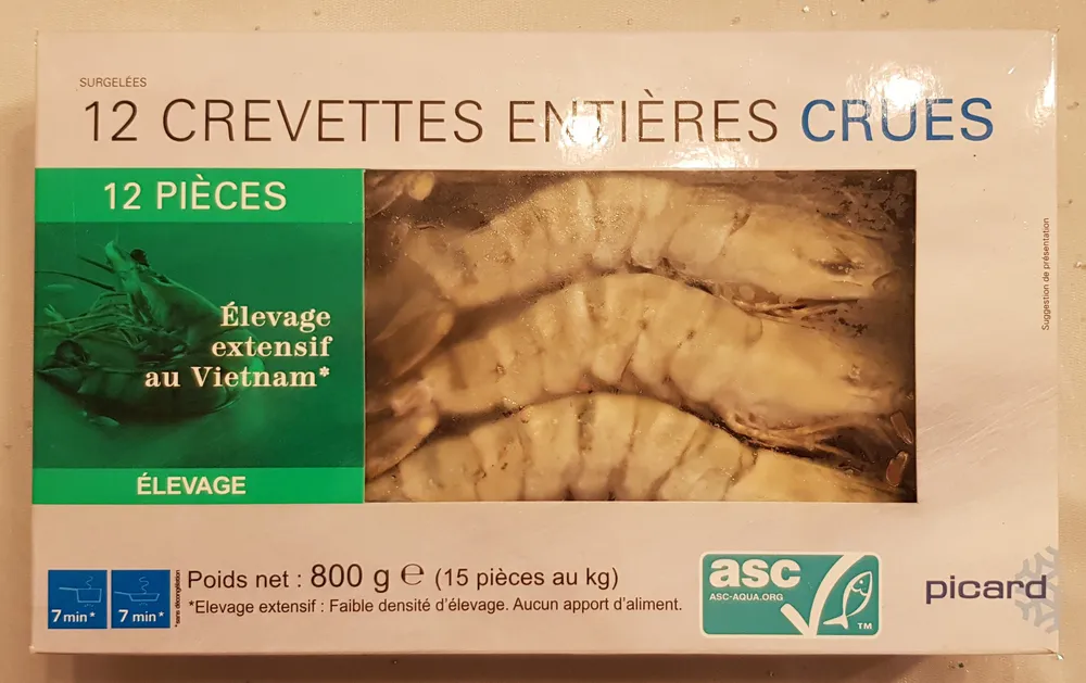 Crevettes entières crues