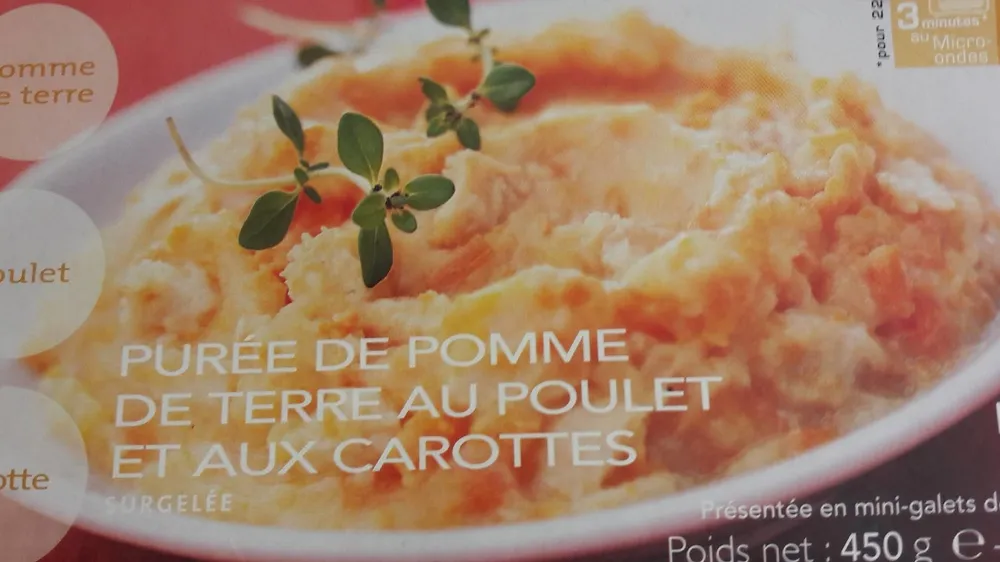 Purée de pomme de terre au poulet et aux carottes