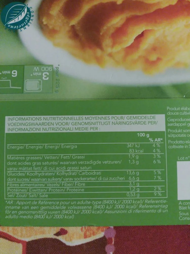Purée de patate douce à la crème