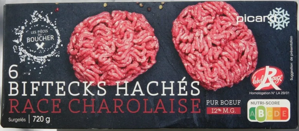 6 biftecks hachés race Charolaise