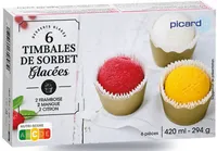 6 Timbales De Sorbet, Fruits Rouges, Coco, Exotique. Boîte De 420 Millilitres