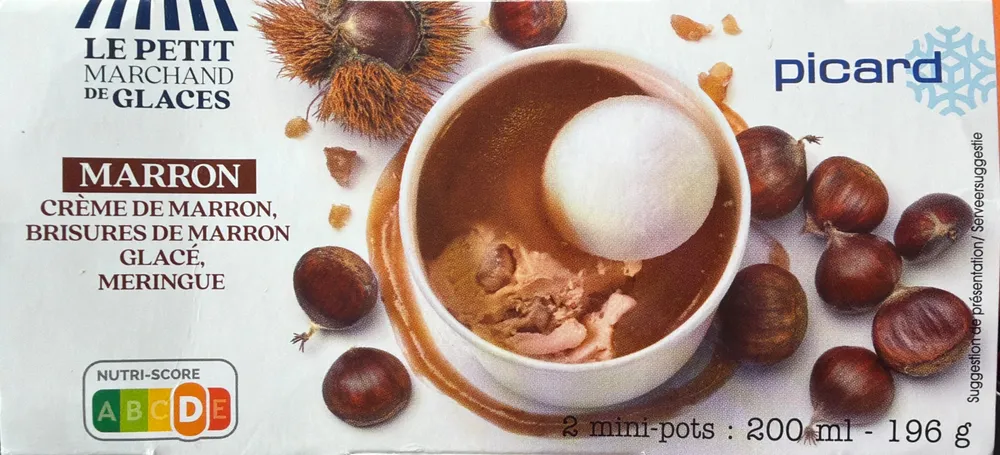 Crème de marron brisures de marron glacé meringue
