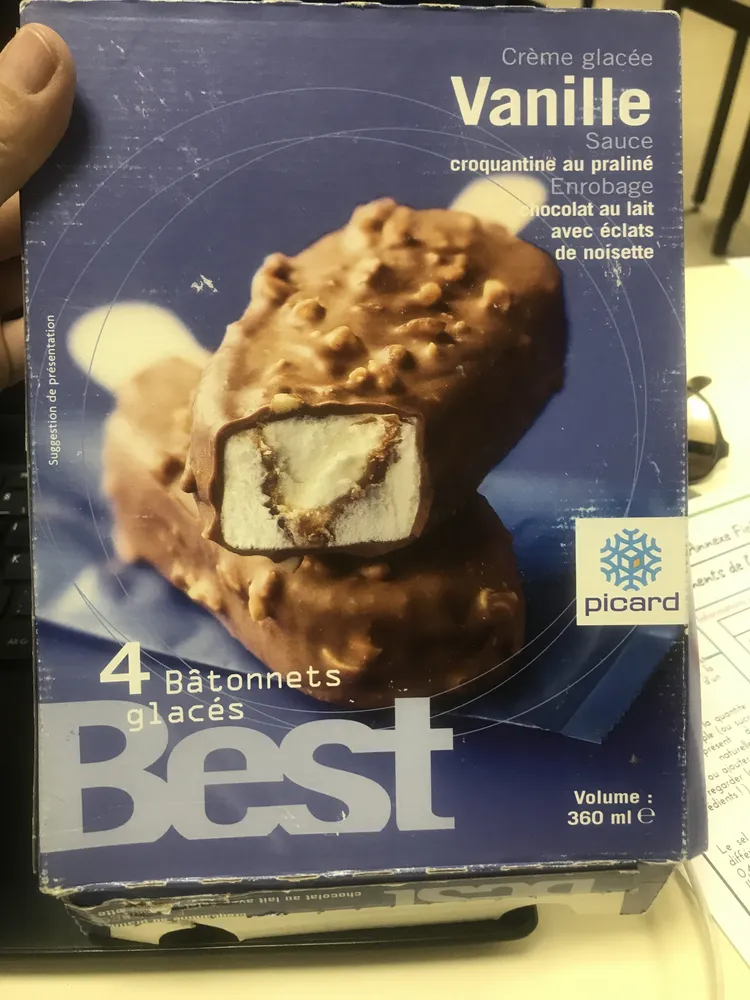 Crème glacée vanille sauce croquantine au pralinée