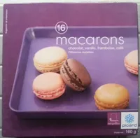 16 macarons (chocolat, vanille, framboise, café)