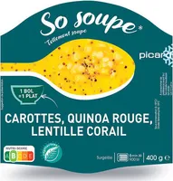 So soupe - carottes, quinoa rouge, lentille corail