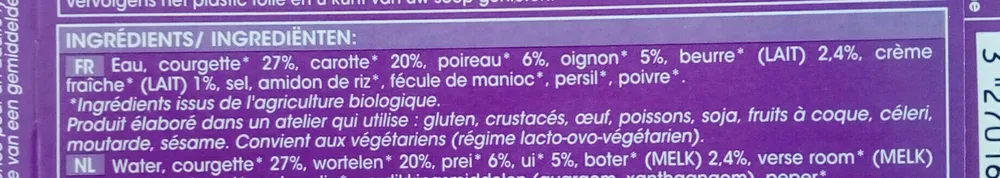 Potage cuisiné aux 4 légumes, bio