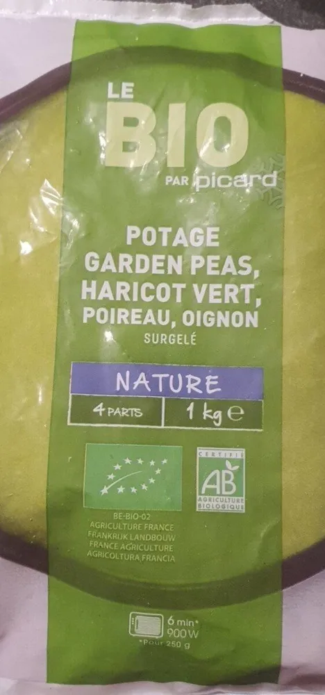 Potage garden peas haricot vert poireau oignon