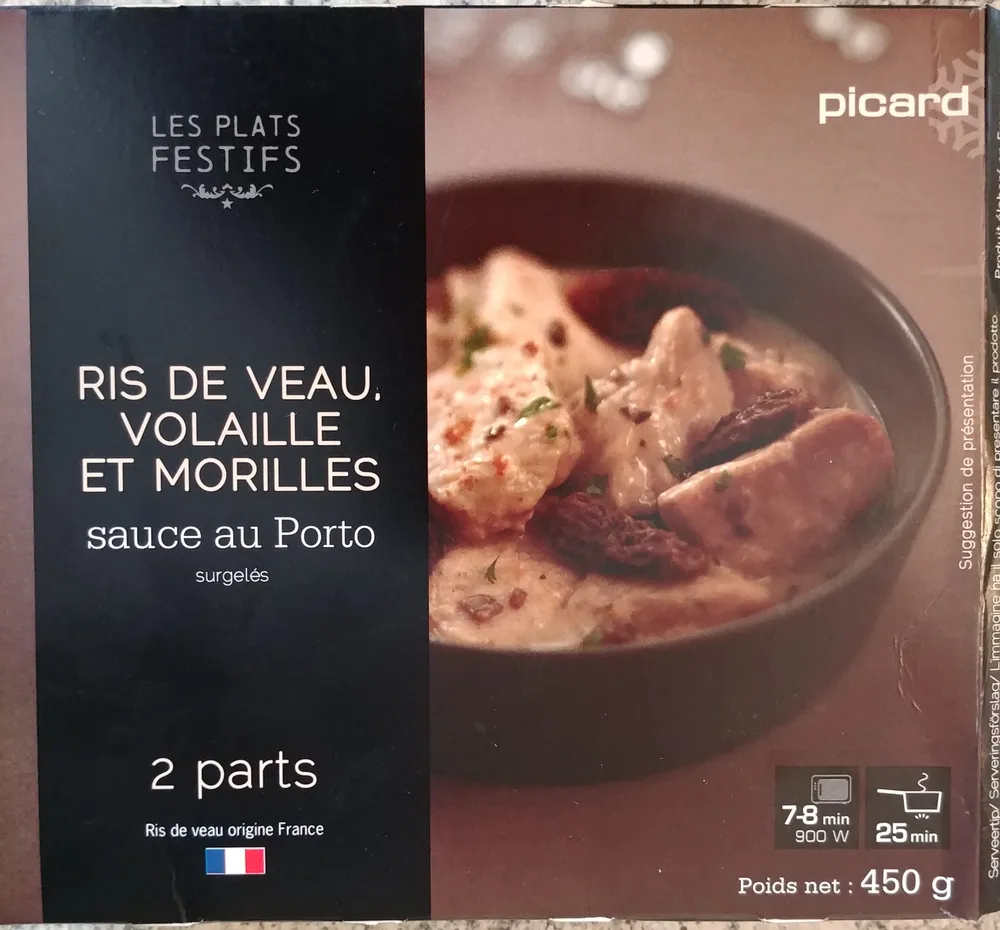 Ris de veau, volaille et morilles. Sauce au Porto