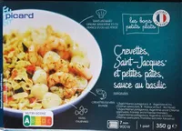 Crevettes,Saint-Jacques et petites pâtes, sauce au basilic