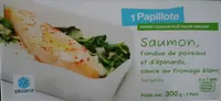 Saumon, fondue de poireaux et d'épinards, sauce au fromage blanc, Surgelés