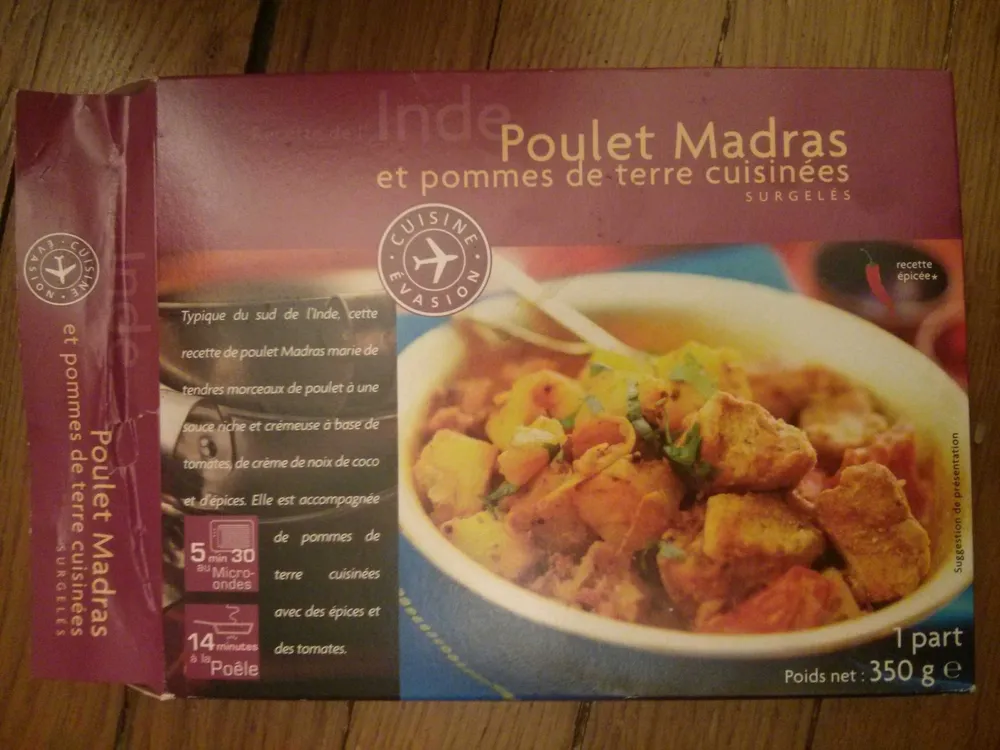 Inde Poulet Madras et pommes de terre cuisinées surgelés