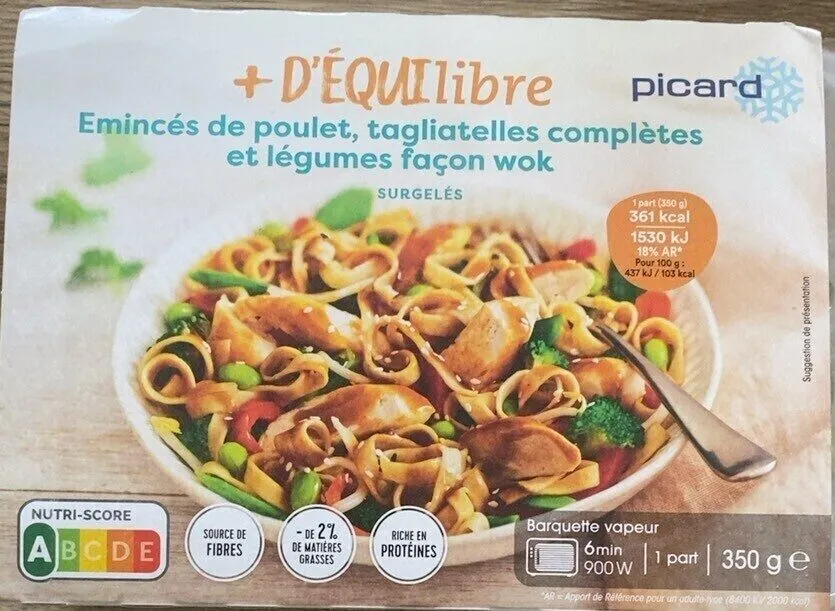Émincés de poulet, tagliatelles complètes et légumes façon wok