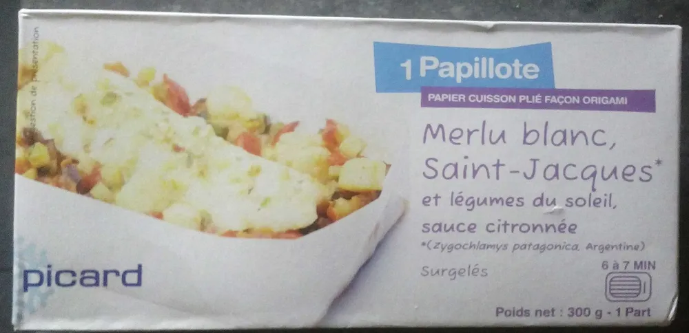 1 Papillote Merlu Blanc Saint-Jacques et Légumes du Soleil, Sauce Citronnée