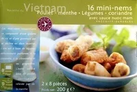 16 mini-nems (Poulet, menthe, Légumes, coriandre), Précuits, Surgelés (2 x 8 pièces)