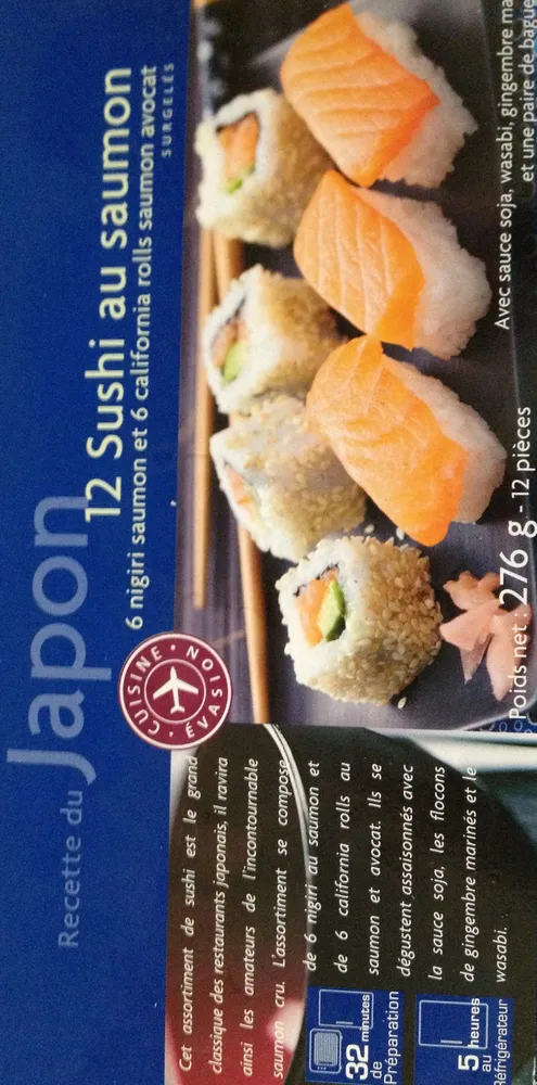12 sushis au saumons : 6 nigiri saumon et 6