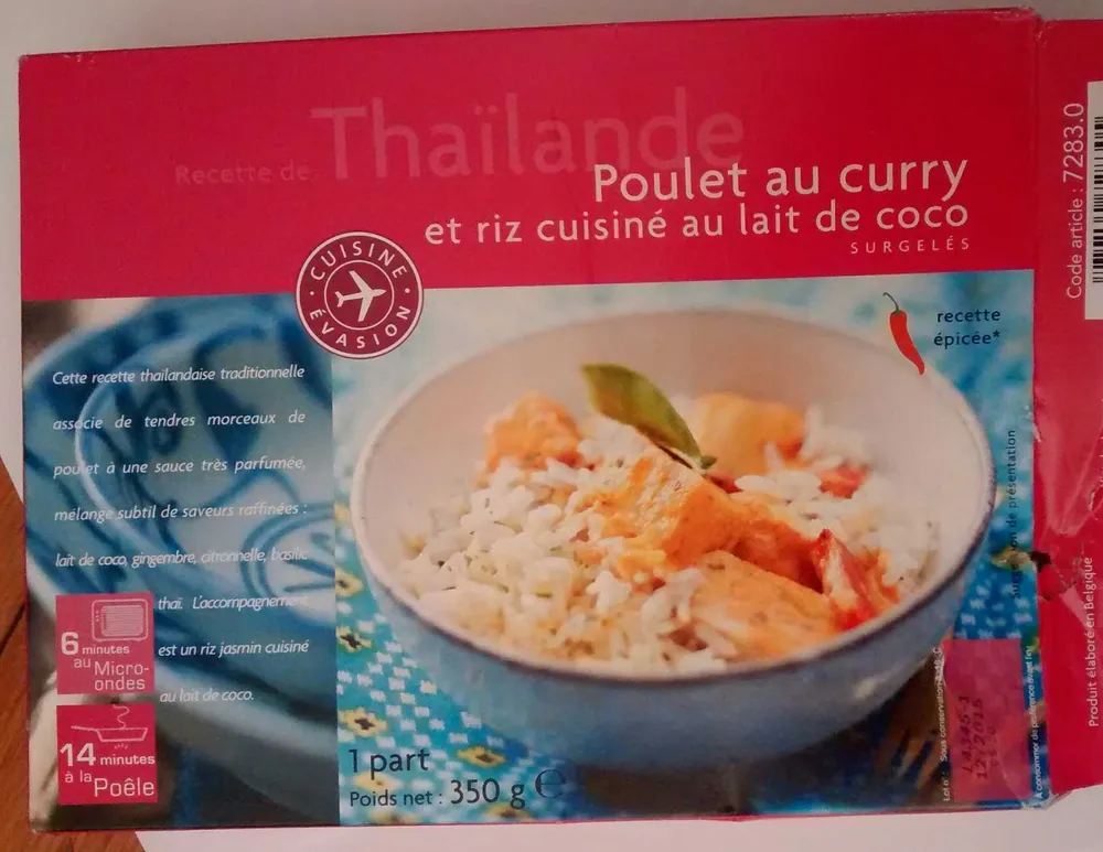 Recette de Thaïlande Poulet au curry et riz cuisiné au lait de coco