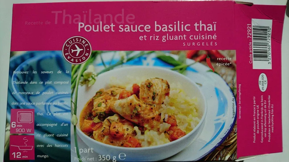 Poulet Sauce Basilic Thaï et Riz Gluant Cuisiné