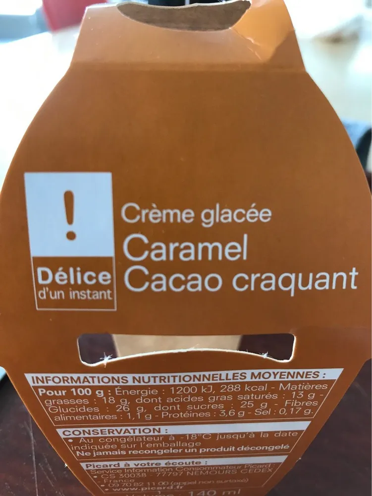 Creme glacee caramel cacao craquant
