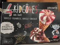 4 Kidcônes au Lait : Vanille - Framboise - Vanille - Chocolat