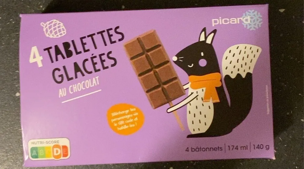 4 tablettes glacées au chocolat
