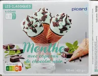 Crème glacée menthe avec copeaux de chocolat noir 6 Cônes