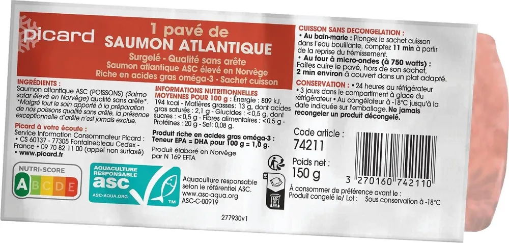 1 pavé de SAUMON ATLANTIQUE