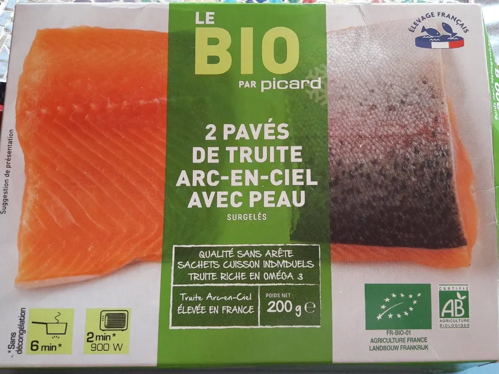 2 pavés de truite arc-en-ciel avec peau