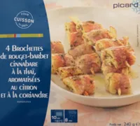 4 Brochettes de Rouget-Barbet Cinnabare à la Thaï, Aromatisées au Citron et à la Coriandre