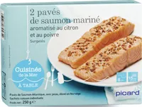 2 pavés de saumon mariné aromatisé au citron et au poivre