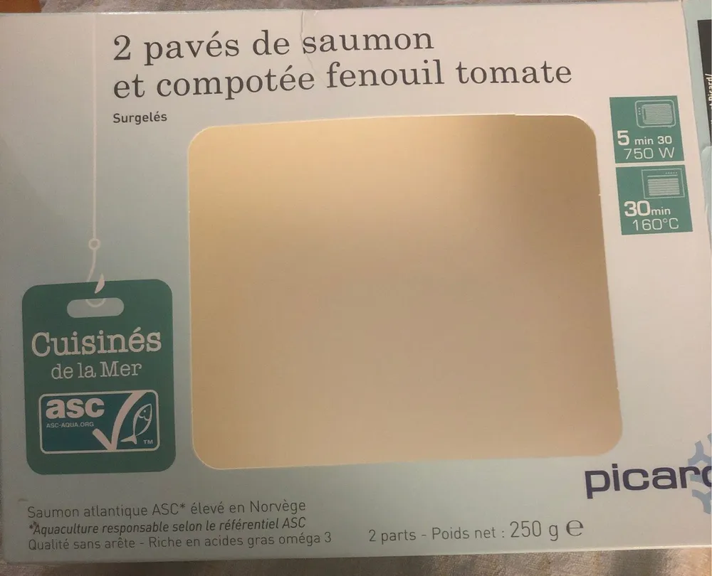 2 Pavés de saumon et compotée fenouil tomate