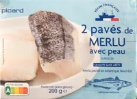 2 pavés de merlu avec peau