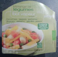 Mélanges de légumes vol vapeur (carottes jaunes, patates douces, panais, garden peas)