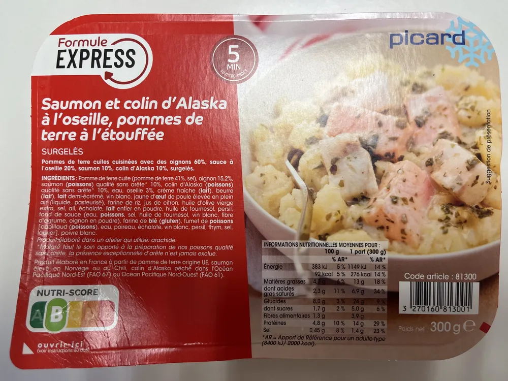 Saumon et Colin d'Alaska à l'oseille, pommes de terre