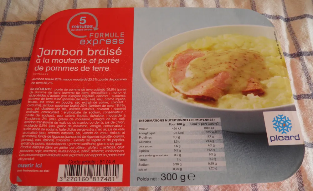 Formule express Jambon braisé à la moutarde et purée de pommes de terre