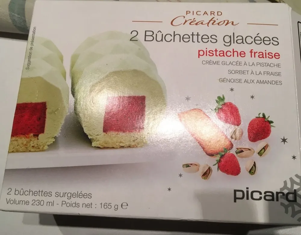 2 Bûchettes Glacées Pistache-Fraise