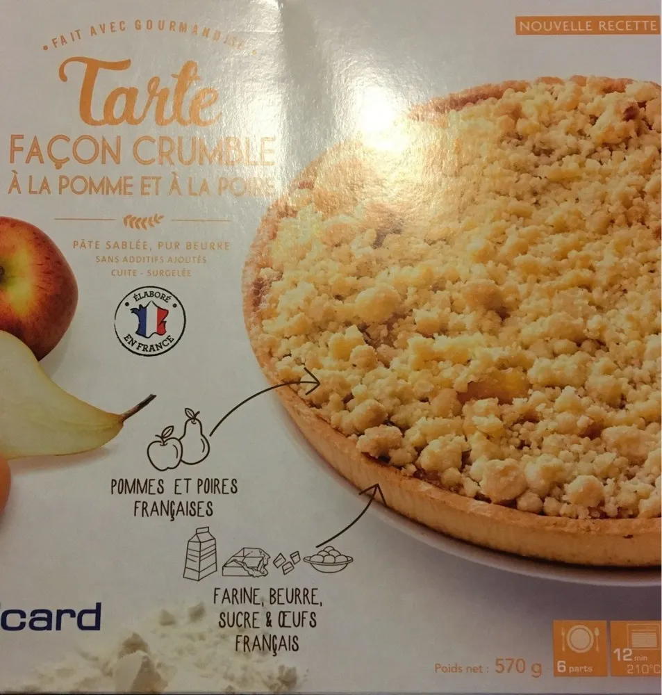 Tarte façon crumble à la pomme et à la poire