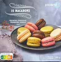 16 macarons (Pistache, Chocolat, Framboise, Vanille)