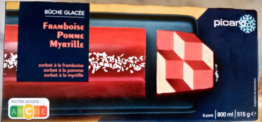Bûche glacée framboise-pomme-myrtille