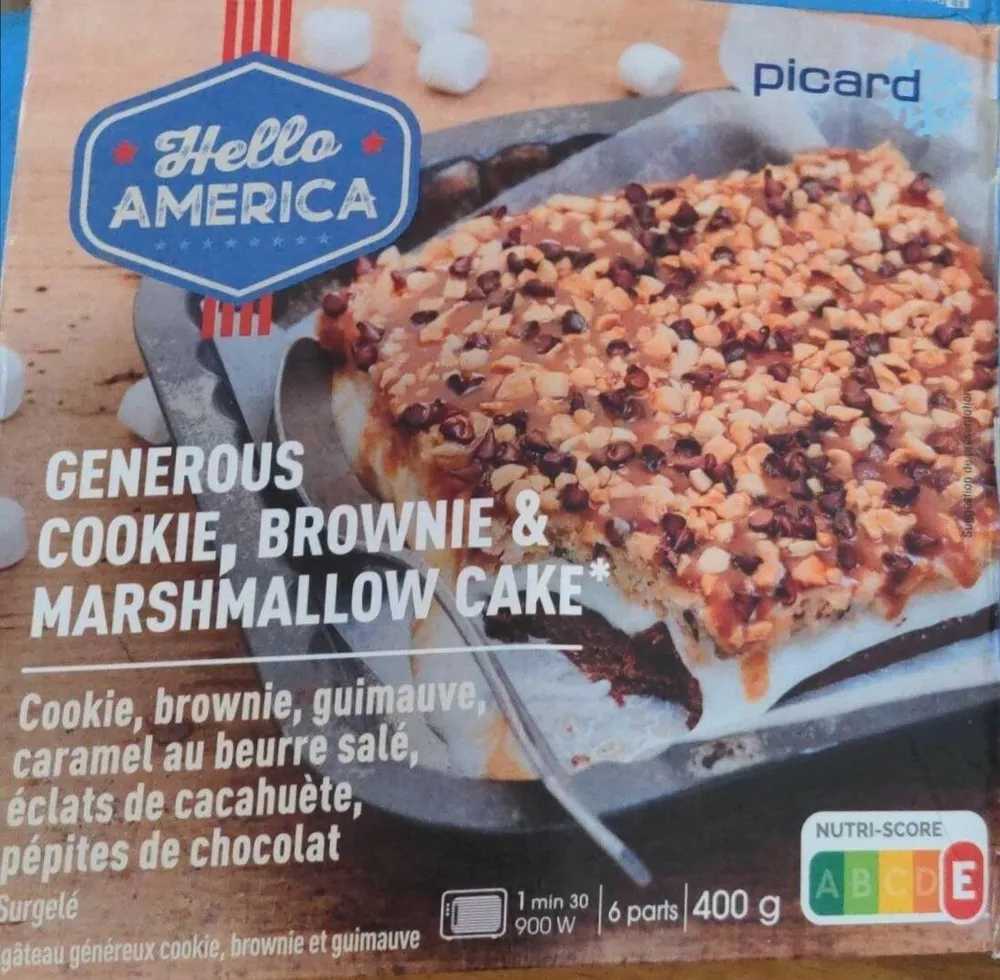 Generous cookie brownie and marshmallow cake