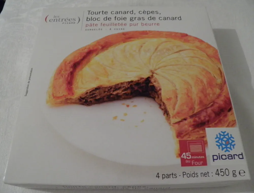 Tourte canard, cèpes, bloc de foie gras de canard - surgelée 450 g