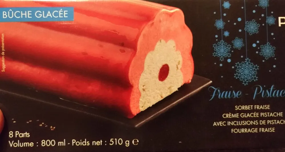Bûche glacée fraise pistache