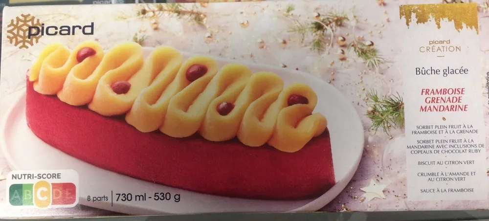 Bûche glacée Framboise Grenade Mandarine