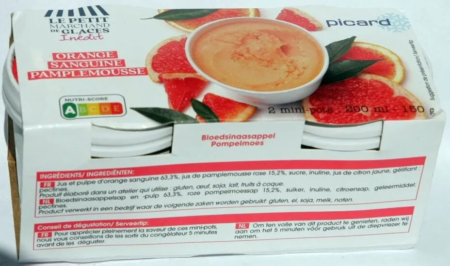 Sorbet orange sanguine pamplemousse