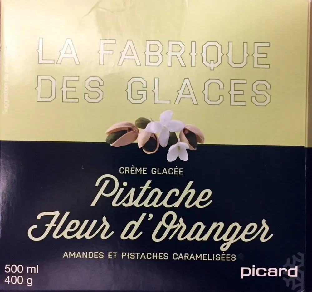 Creme glacée Pistache Fleur d'oranger - Amandes et pistaches