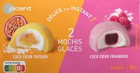 2 mochis glacés coco coeur passion,coeur framboise