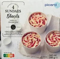4 sundaes glacés Vanille Framboise