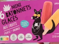 6 MINI BÂTONNETS GLACÉS AUX FRUITS FRAISE • ORANGE